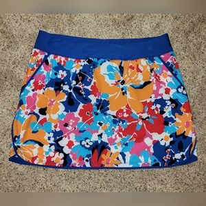 🩱Gorgeous "Lands' End" Floral Elastic Waist Stretch Lined Swim Skort🩱